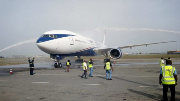 AIR PEACE B777 WATER CANNON
