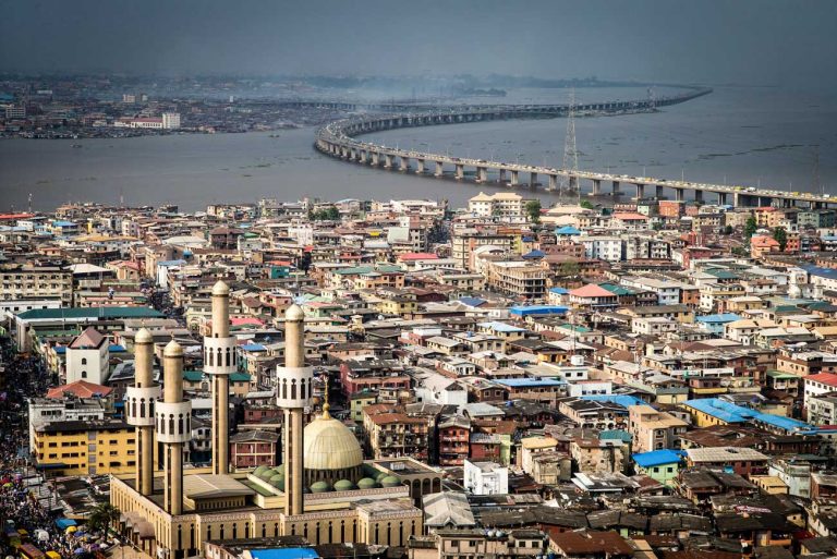LAGOS, BRIDGE, OCEAN, DENSE SETTLEMT