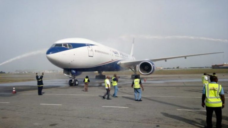 AIR PEACE B777 WATER CANNON