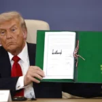 TRUMP DISPLAY SIGNED PEACE DOCUMENT