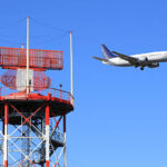 radar airport with jet airplane on background