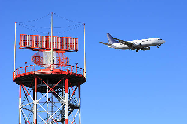 radar airport with jet airplane on background